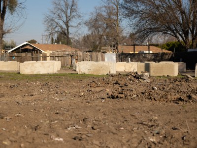 Empty mobile home lots in Stockton on Jan. 27, 2023.