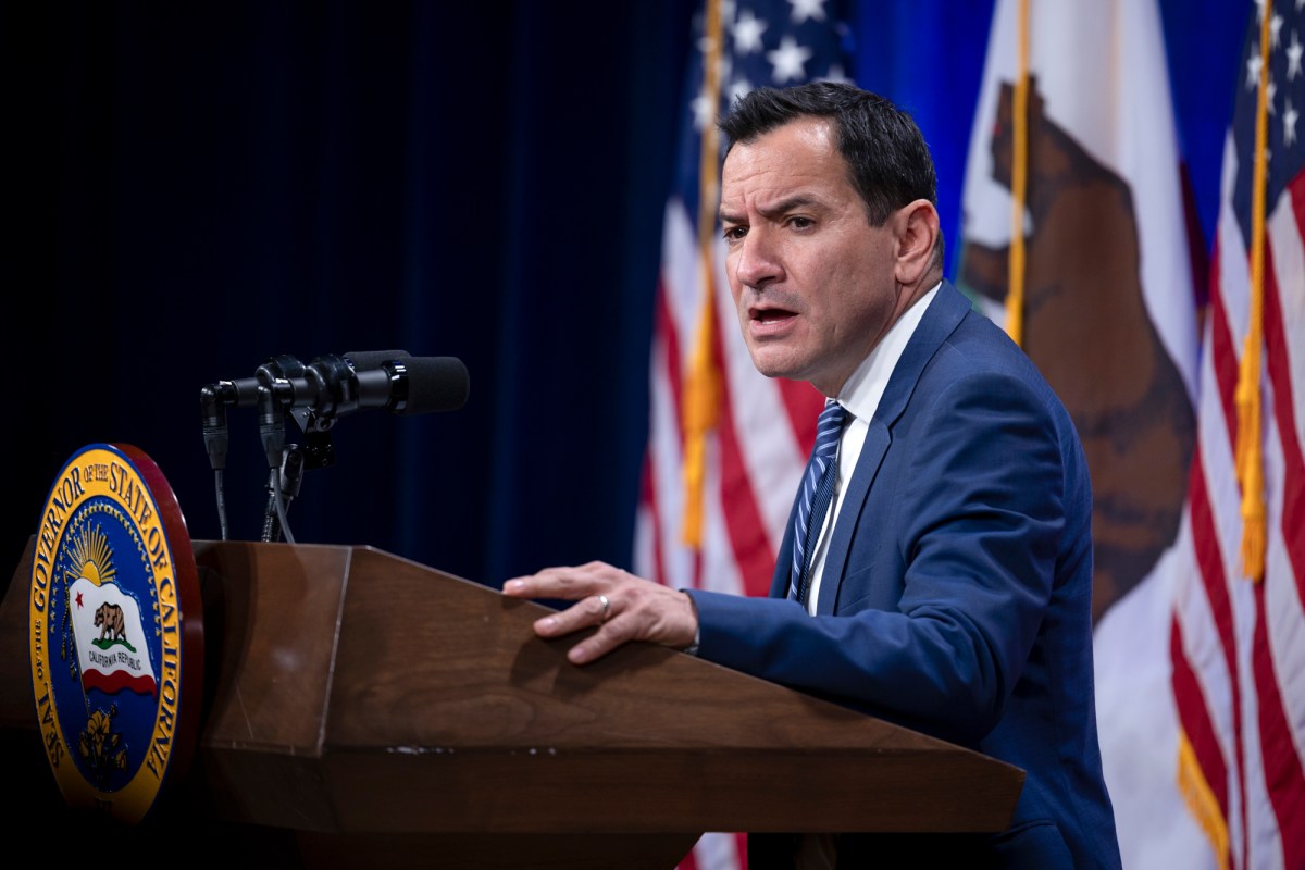 Speaker of the Assembly Anthony Rendon speaks during the State of the State ceremony in Sacramento on March 8, 2022. Photo by Miguel Gutierrez Jr., CalMatters