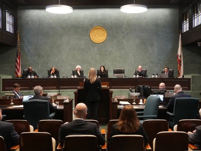 The California Supreme Court during a court session at the Ronald Reagan State Office Building in Los Angeles on April. 3, 2024. Photo by Damian Dovarganes, AP Photo