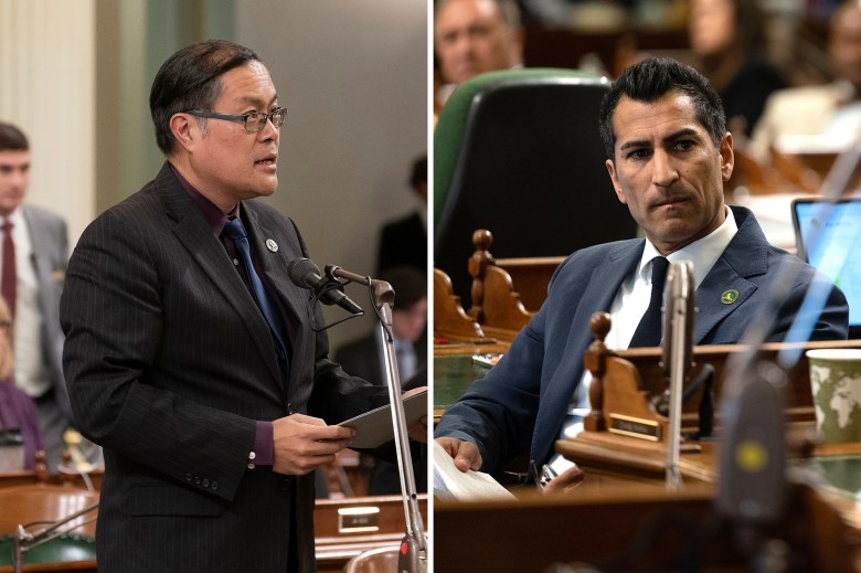 From left, Assemblymember Mike Fong and Speaker of the Assembly Robert Rivas. Photos by Richard Pedroncelli, AP Photo and Miguel Gutierrez Jr., CalMatters