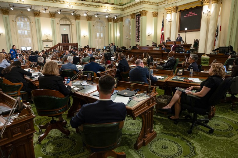 Lawmakers on the Assembly Floor on April 29, 2024. Photo by Miguel Gutierrez Jr., CalMatters