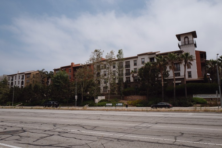 An apartment complex across the street from the Ballona Wetlands in Playa Vista neighborhood of Los Angeles on June 4, 2024. Photo by Zaydee Sanchez for CalMatters