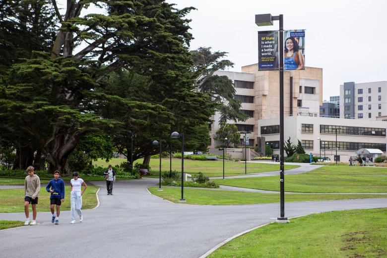 The quad at San Francisco State University in San Francisco on July 7, 2023. Photo by Semantha Norris, Calmatters