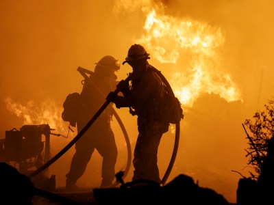 Firefighters work as Park Fire burns near Chico on July 25, 2024. Photo by Fred Greaves, REUTERS