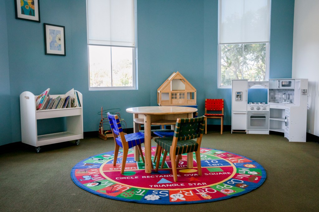 A play area at WestCoast Children’s Clinic in Oakland on Sept. 22, 2021. The clinic serves nearly 1500 children annually, many of whom are low-income. Photo by Anne Wernikoff, CalMatters