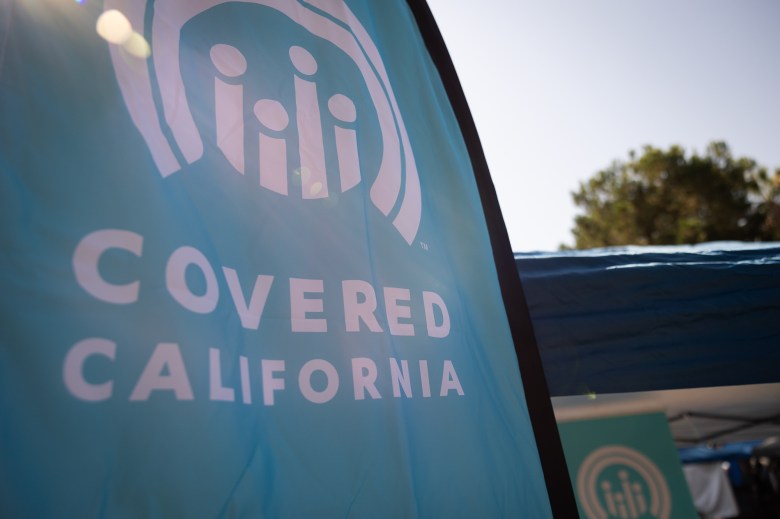 A booth for information on Covered California at the California Native Americans Day celebration at the state Captiol on Sept. 22, 2023. Photo by Miguel Gutierrez Jr., CalMatters