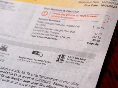 A consumer's PG&E bill from October, 2023. Photo by Manuel Orbegozo for CalMatters