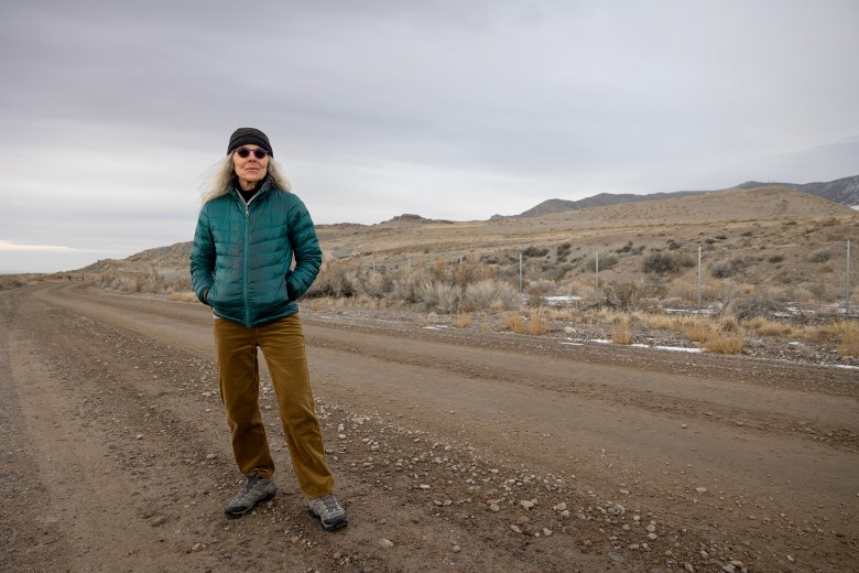 Executive Director of Friends of Great Salt Lake Lynn de Freitas at the site of the proposed hazardous waste landfill at Promontory Point on Nov. 30, 2022. Photo by Miguel Gutierrez Jr., CalMatters