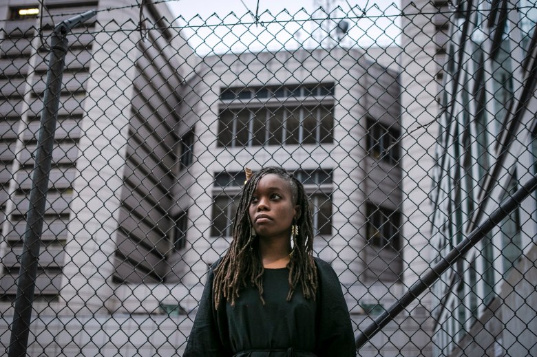 Tifanei N. Moyer, senior staff attorney at Lawyer's Committee For Civil Rights, outside the Sacramento County Main Jail in Sacramento on Dec. 8, 2022. Photo by Rahul Lal, CalMatters