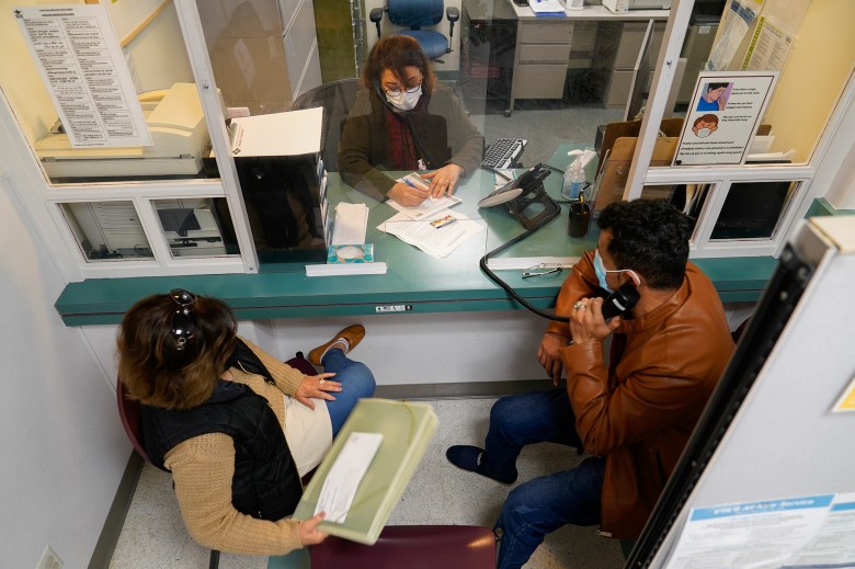 Patients make a doctor's appointment at the Santa Clara Valley Health Center in San Jose on Dec. 9, 2021. Photo by Eric Risberg, AP Photo