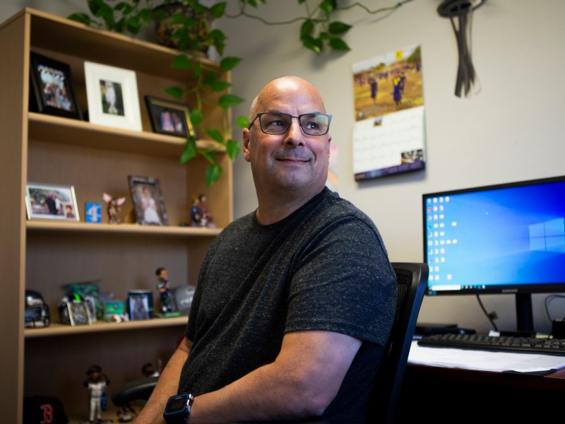 Terry Fiscus, a counselor at Turning Point Community Programs, sits in his office in Sacramento on Thursday, June 23, 2022. Photo by Nina Riggio for CalMatters